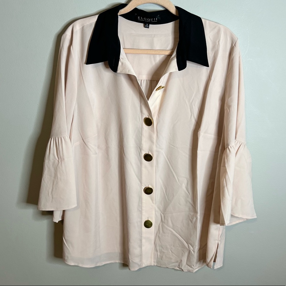 Eloquii Plus Size Blush Pink Button Down Top